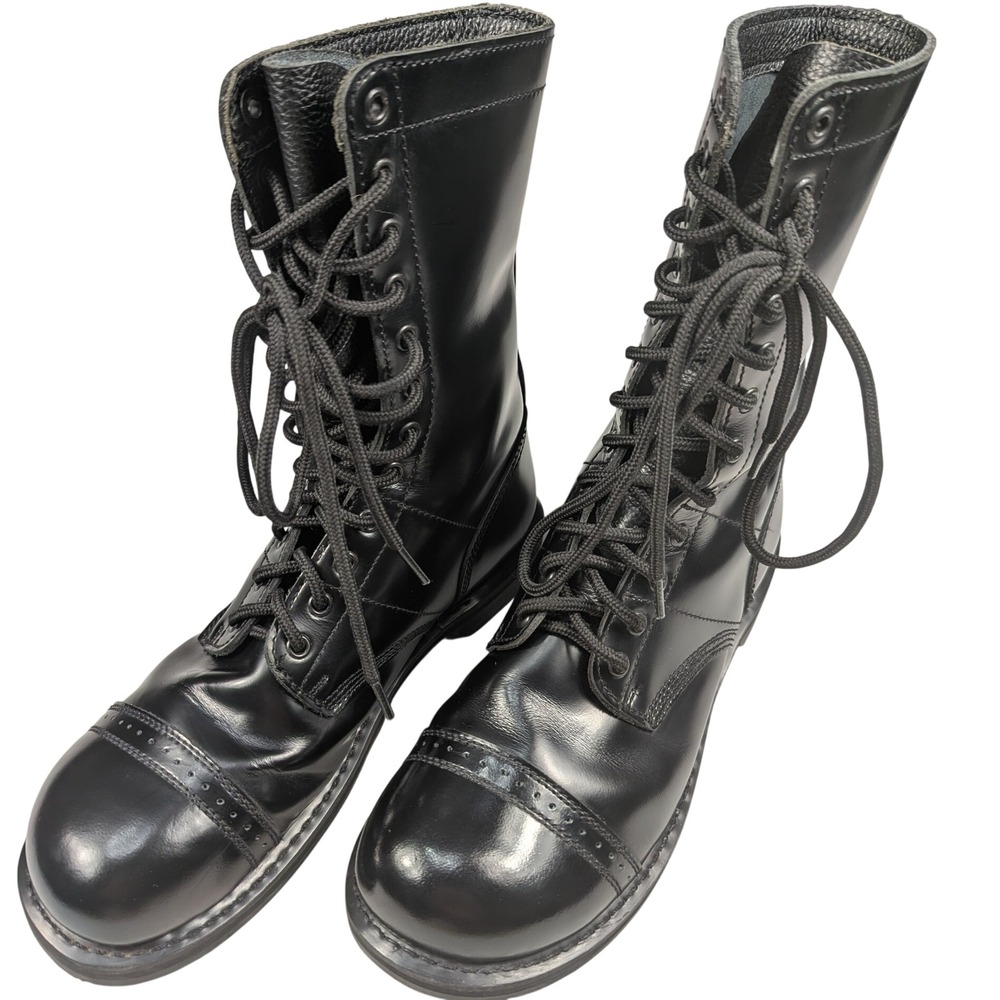 Rothco Mens Black Leather Jump Boots Military Combat Cap Toe Size 10 Tactical